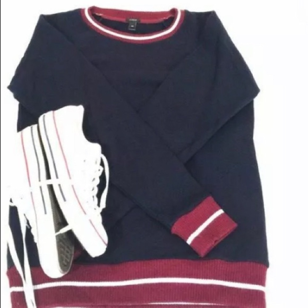 JCrew Collegiate-Style Sweatshirt Ringer Trim (S)